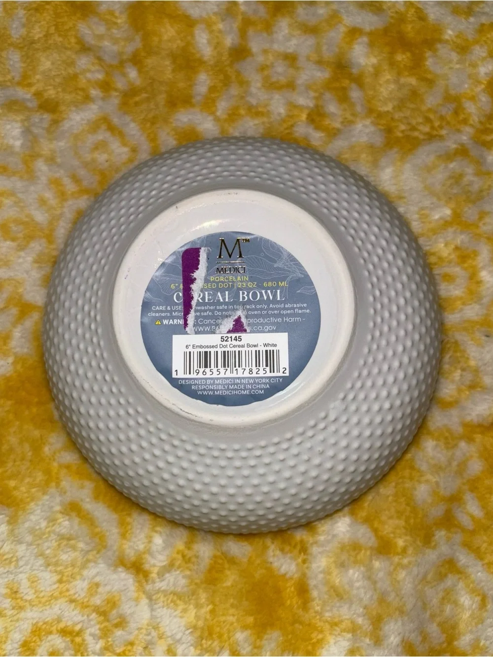 Textured White Porcelain Cereal Bowl NWOT